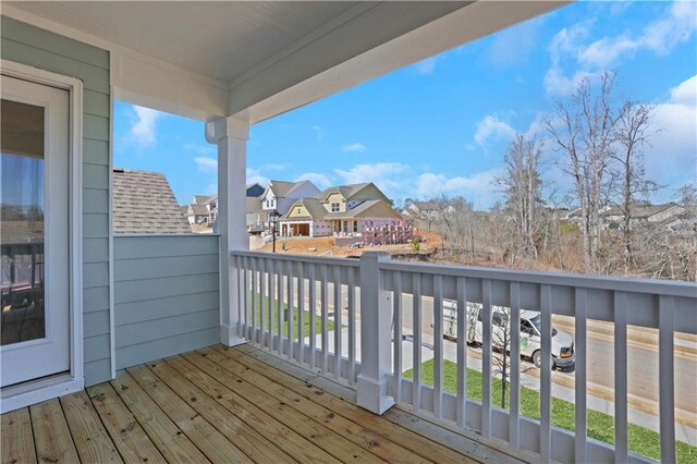 deck with a residential view