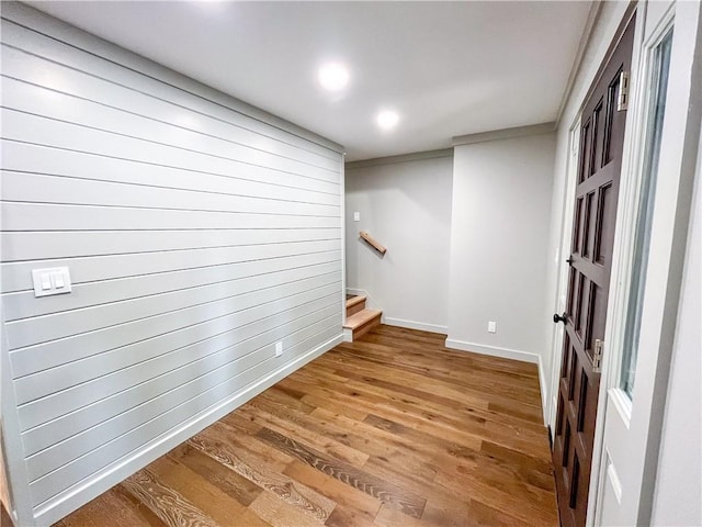 interior space with hardwood / wood-style floors