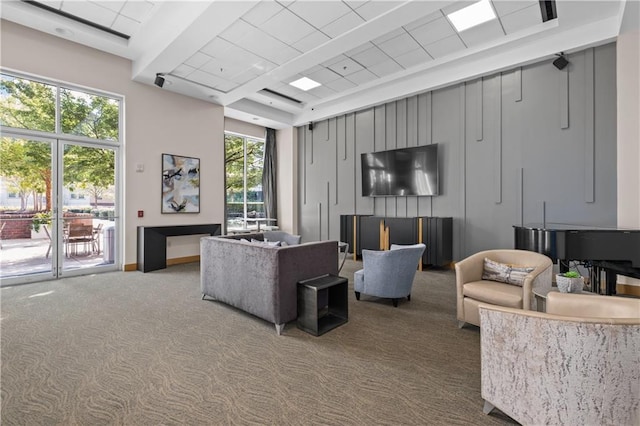 living room with carpet flooring