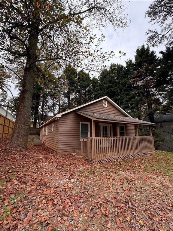 view of front of home with a deck