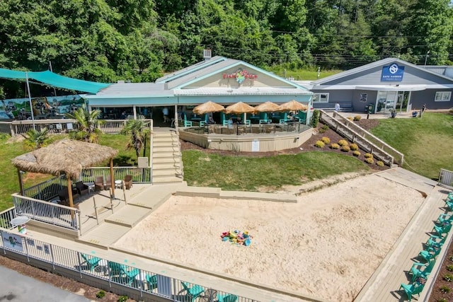 5587 Spring St, Flowery Branch, GA 30542 - view of home's community featuring stairs, a lawn, and a gazebo