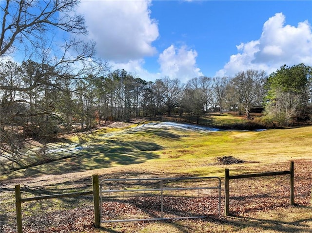 view of yard with a rural view