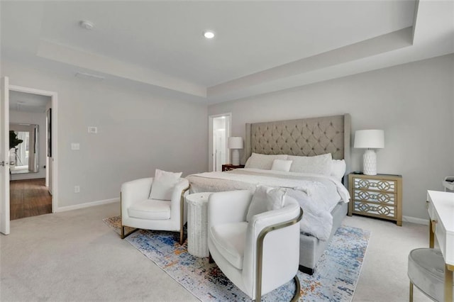 1969 Lanier Harbor Pt, Buford, GA 30518 - bedroom with a tray ceiling, light carpet, and recessed lighting