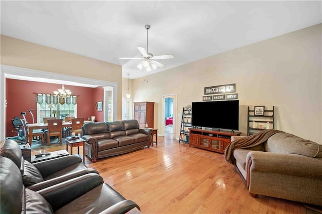 250 Brianna Blvd, Calhoun, GA 30701 - living area featuring a chandelier, light wood-style floors, and a ceiling fan