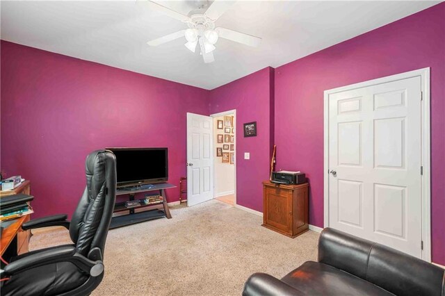 250 Brianna Blvd, Calhoun, GA 30701 - carpeted home office with ceiling fan and baseboards