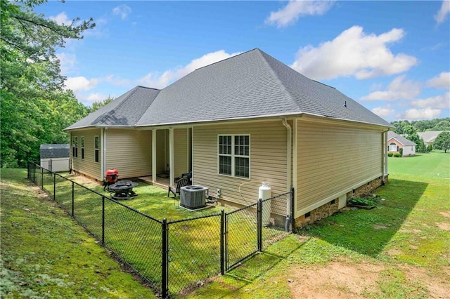 250 Brianna Blvd, Calhoun, GA 30701 - back of house with a gate, a fire pit, crawl space, and a fenced backyard
