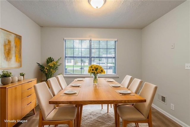 2045 Scarbrough Dr, Stone Mountain, GA 30088 - dining area with wood finished floors, baseboards, and a textured ceiling