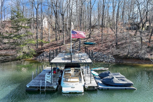 view of dock featuring a water view