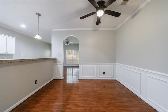 4844 W Park Cir Unit 4844, College Park, GA 30349 - unfurnished room featuring ceiling fan, wood finished floors, ornamental molding, wainscoting, and recessed lighting
