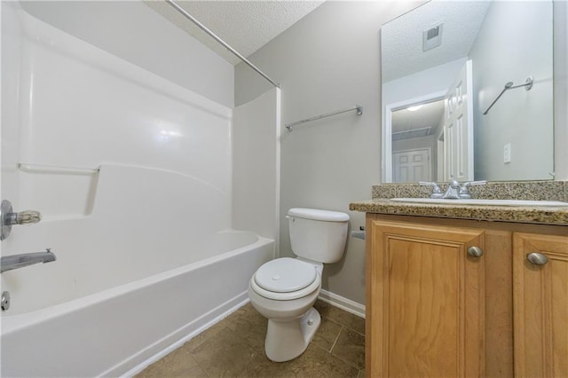 4844 W Park Cir Unit 4844, College Park, GA 30349 - bathroom featuring a textured ceiling, toilet, vanity, bathing tub / shower combination, and tile patterned flooring