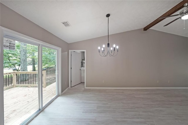 5807 Christopher Ln, Lithonia, GA 30058 - unfurnished dining area featuring light wood-style flooring, a chandelier, a ceiling fan, and baseboards
