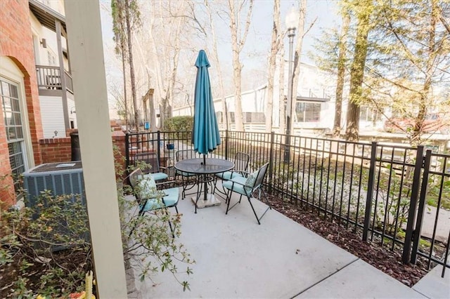 view of patio / terrace featuring central air condition unit