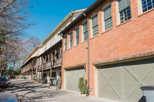 view of building exterior featuring a garage