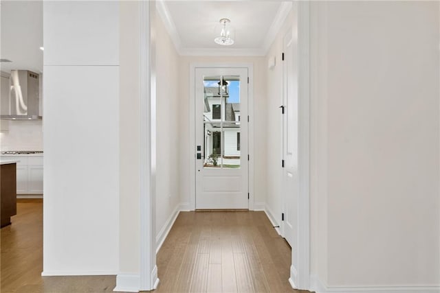 551 Pearl St, Cumming, GA 30040 - corridor with crown molding and wood finished floors