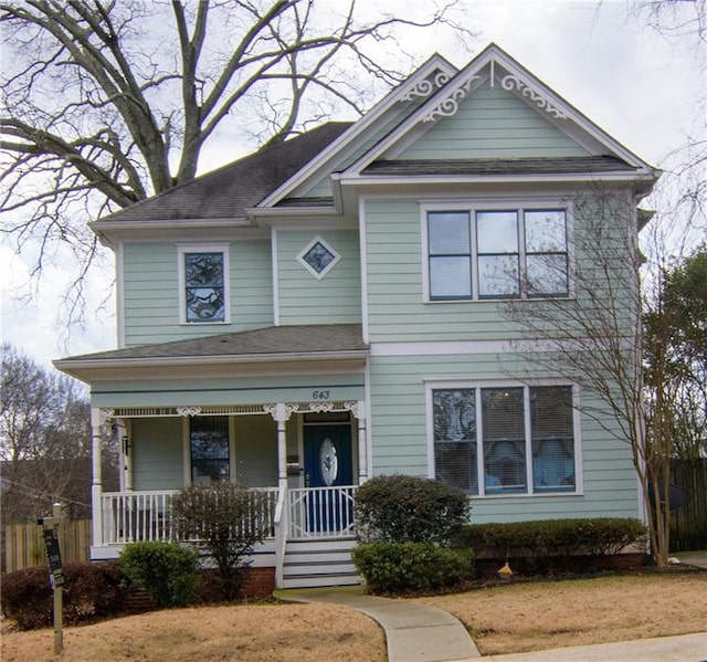 view of front facade featuring covered porch