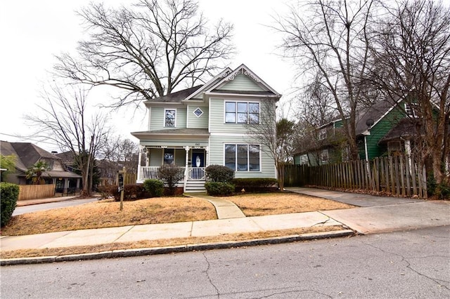 front facade with a porch