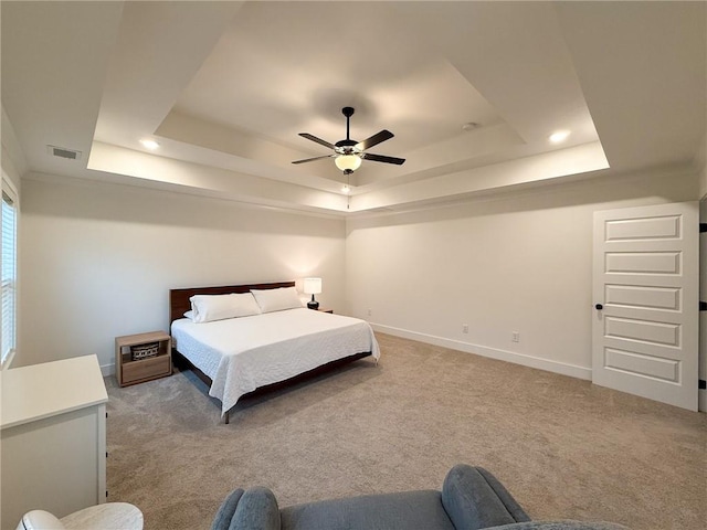 201 Advent Dr, Winder, GA 30680 - bedroom featuring a raised ceiling, light carpet, baseboards, and recessed lighting