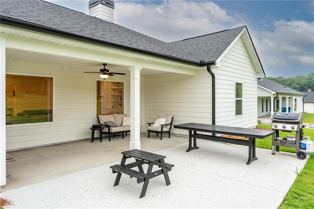 201 Advent Dr, Winder, GA 30680 - view of patio / terrace with an outdoor living space, a ceiling fan, and area for grilling