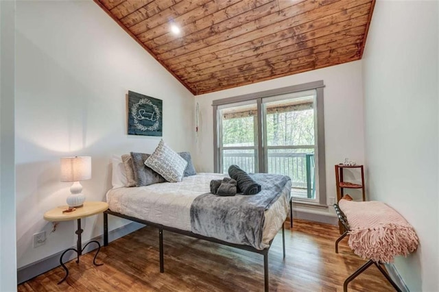 361 Rising Star Rd, Ellijay, GA 30536 - bedroom featuring wood ceiling, lofted ceiling, wood finished floors, and baseboards