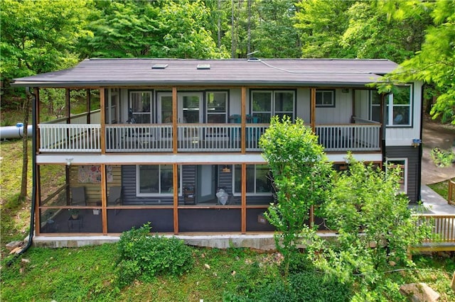 361 Rising Star Rd, Ellijay, GA 30536 - back of property featuring a sunroom and a forest view
