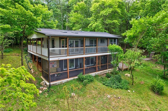 361 Rising Star Rd, Ellijay, GA 30536 - rear view of property featuring a sunroom and a view of trees