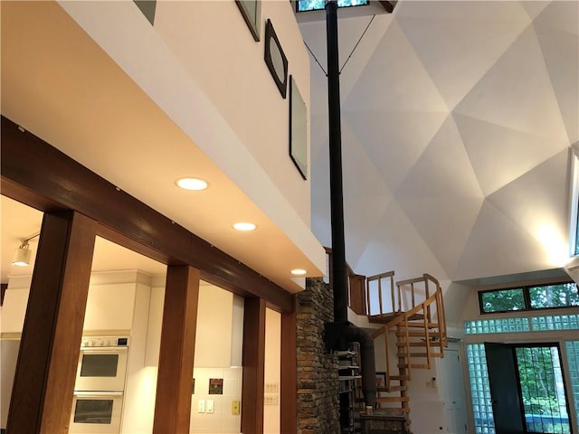 5015 Wright Bridge Rd, Cumming, GA 30028 - detailed view of white double oven and recessed lighting