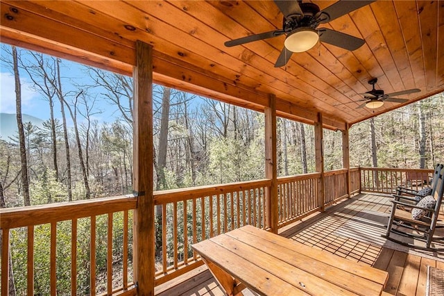 deck featuring ceiling fan