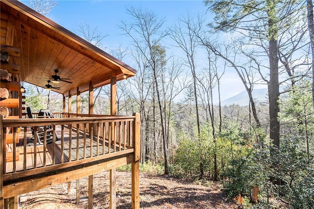 wooden terrace with ceiling fan