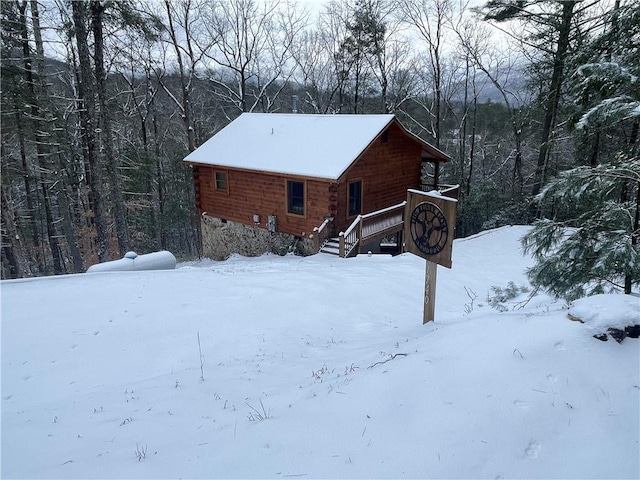 view of snow covered exterior