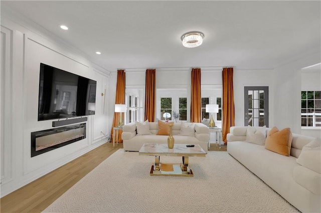 living room featuring light wood-type flooring