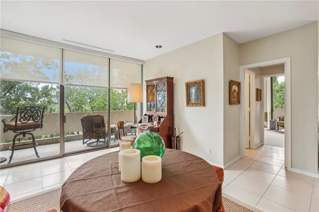 living area featuring light tile patterned floors