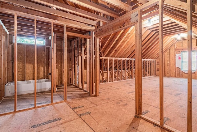 miscellaneous room featuring vaulted ceiling