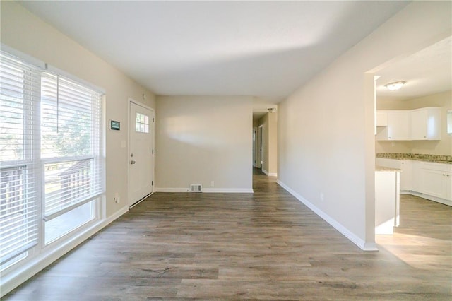 foyer entrance with hardwood / wood-style floors