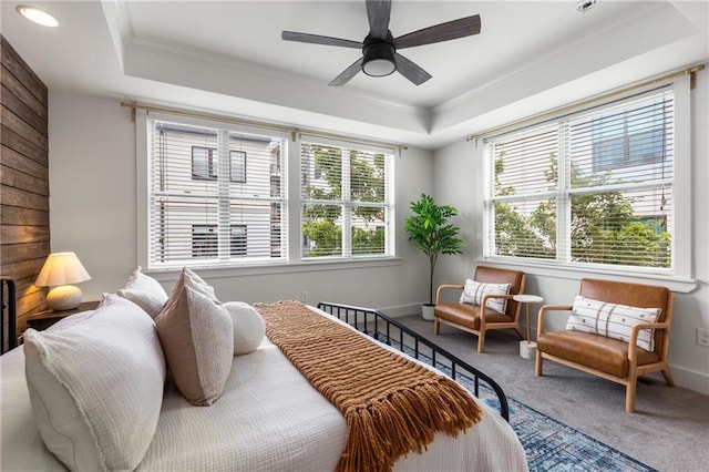 616 Angier Ave NE Unit 4, Atlanta, GA 30308 - carpeted bedroom with a raised ceiling, ornamental molding, ceiling fan, and recessed lighting