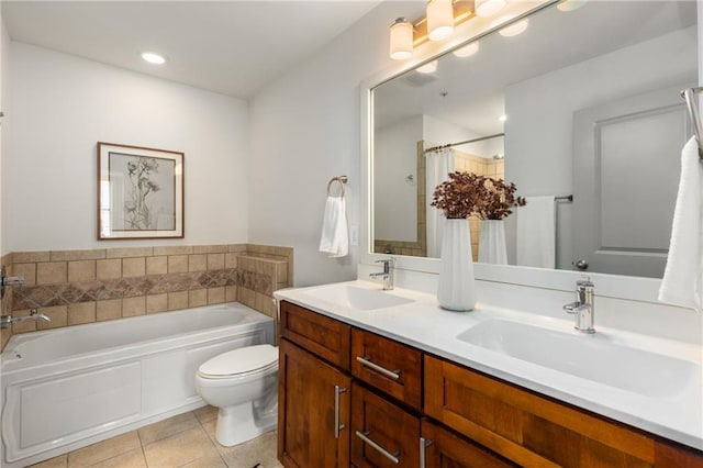616 Angier Ave NE Unit 4, Atlanta, GA 30308 - bathroom with a bath, tile patterned flooring, double vanity, and a shower with shower curtain