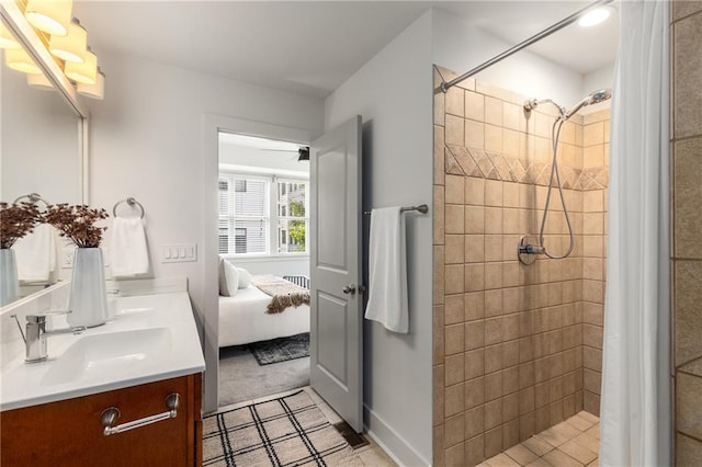 616 Angier Ave NE Unit 4, Atlanta, GA 30308 - ensuite bathroom with double vanity, a tile shower, and tile patterned flooring