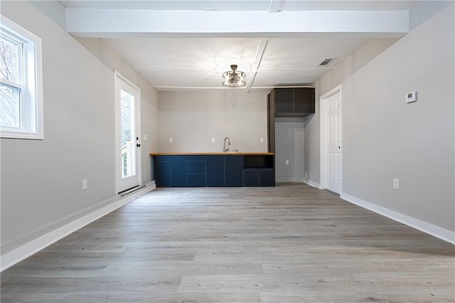 interior space with light hardwood / wood-style floors