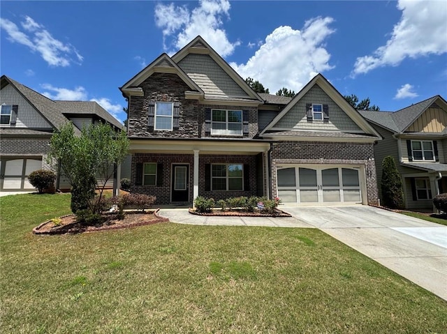 3270 Arbor Oaks Dr, Snellville, GA 30039 - craftsman-style house with concrete driveway, brick siding, a garage, and a front yard