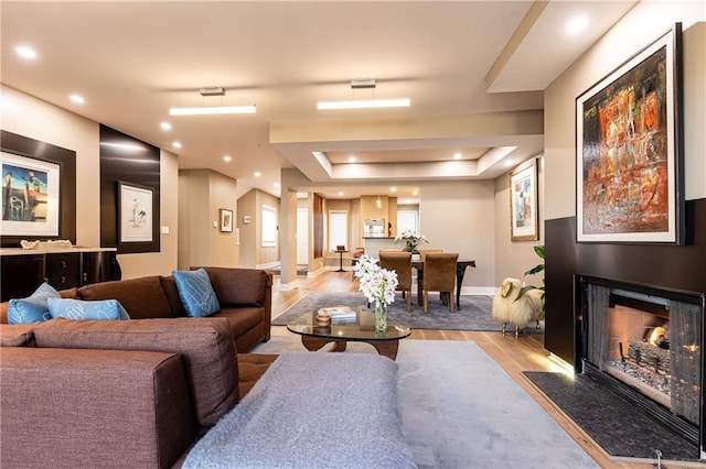 living room featuring light hardwood / wood-style floors