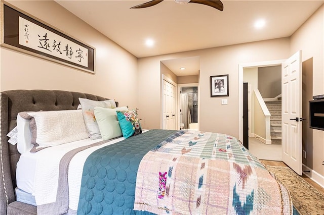 bedroom featuring ceiling fan