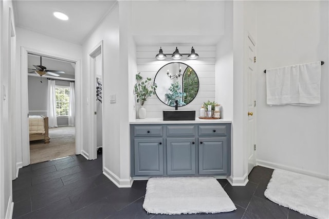 2500 Ashbourne Dr, Lawrenceville, GA 30043 - full bathroom featuring ensuite bath, vanity, recessed lighting, and ceiling fan