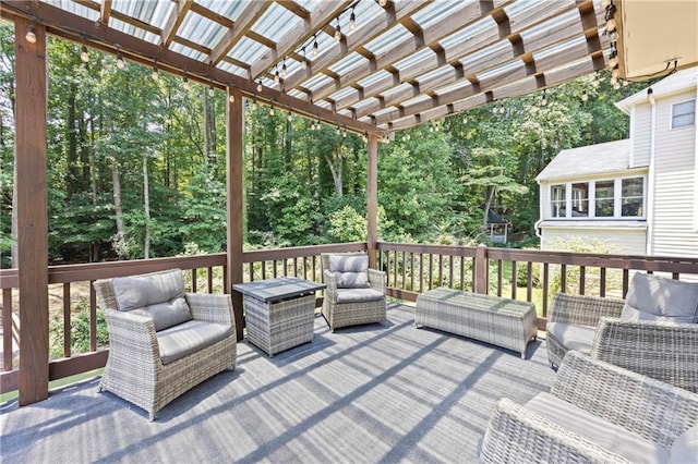 2500 Ashbourne Dr, Lawrenceville, GA 30043 - deck featuring outdoor lounge area and a pergola