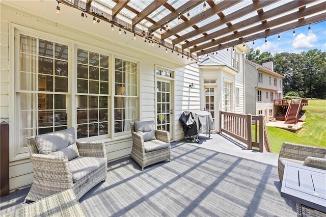 2500 Ashbourne Dr, Lawrenceville, GA 30043 - wooden deck with a pergola and grilling area