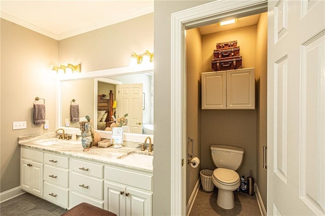 6369 Timber Creek Trl, Dahlonega, GA 30533 - full bathroom featuring double vanity and ornamental molding