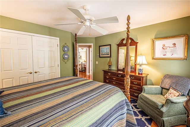 6369 Timber Creek Trl, Dahlonega, GA 30533 - bedroom with a closet and a ceiling fan