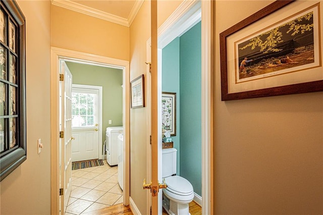 6369 Timber Creek Trl, Dahlonega, GA 30533 - bathroom with crown molding and separate washer and dryer