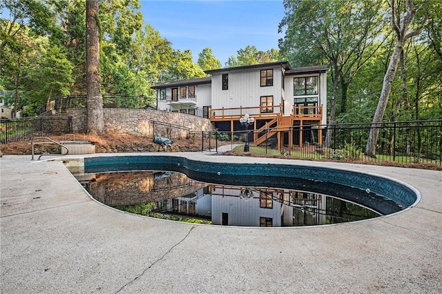 2432 Thompson Mill Rd, Gainesville, GA 30506 - view of swimming pool with stairway and view of scattered trees