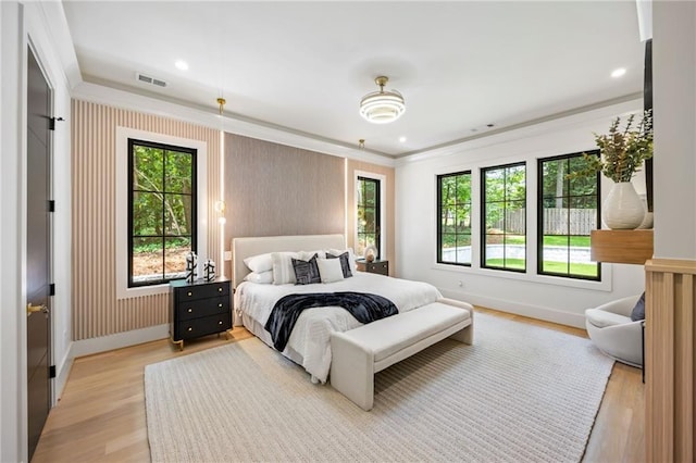 942 Fairfield, Marietta, GA 30068 - bedroom featuring ornamental molding, baseboards, light wood-type flooring, and recessed lighting