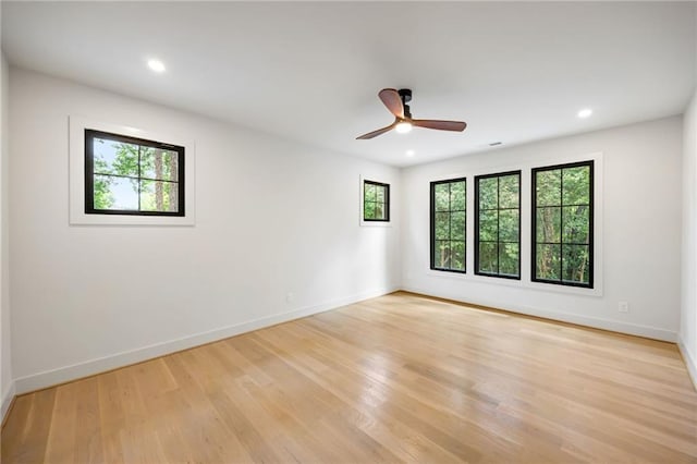 942 Fairfield, Marietta, GA 30068 - spare room featuring light wood-type flooring, baseboards, ceiling fan, and recessed lighting