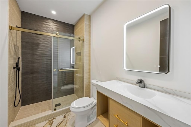 942 Fairfield, Marietta, GA 30068 - full bathroom featuring toilet, a stall shower, vanity, and recessed lighting